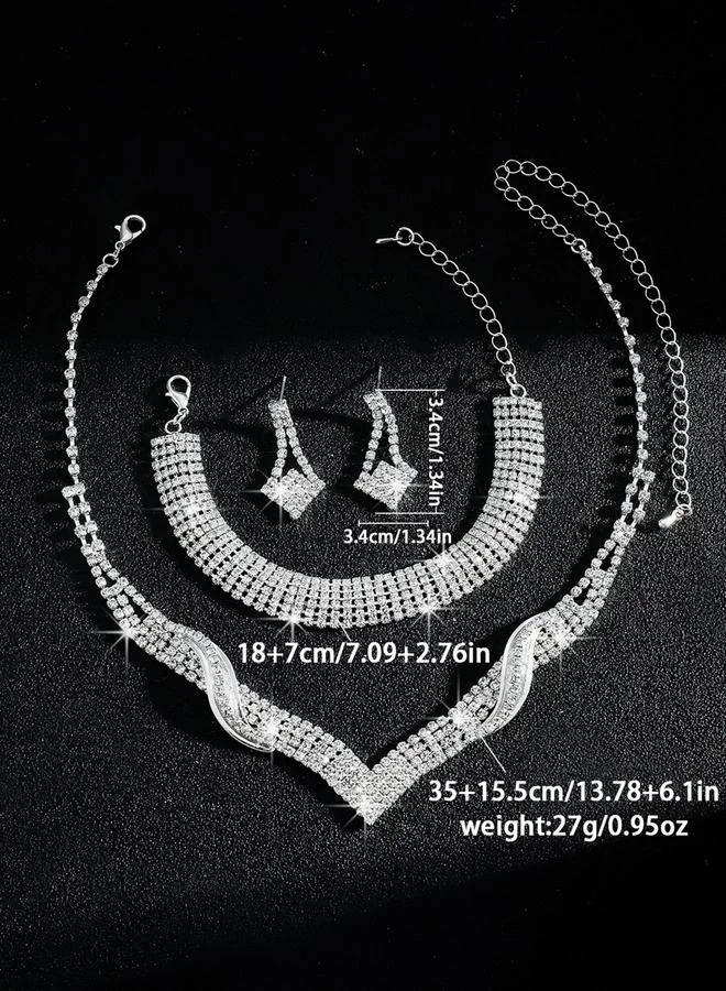 تايك تو طقم مجوهرات 3 قطع عقد وسوار وأقراط منمقة